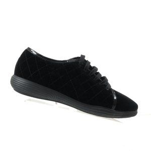 New Aquatalia Italy Women Black Suede Fashion Sneakers Lace Up Shoes Size 10